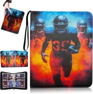 Football Card Binder with Sleeves, Football Card Binder 400 Pockets - Sports Cards Storage Organizer for Football Basketball Baseball or Gaming Trading Cards Fits 400 Cards with 50 Removable Sleeves