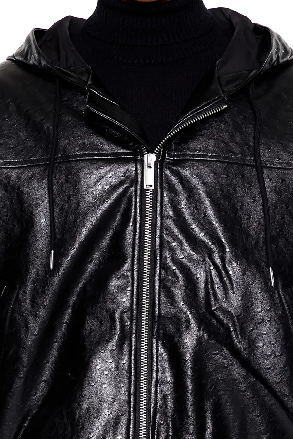 Forever 21 Men's Hooded Faux Leather Bomber Jacket