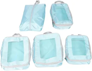 FRCOLOR Simplify Your Trip 5pc Travel Compression Packing Cubes Set Luggage Organizers for Business Vacation