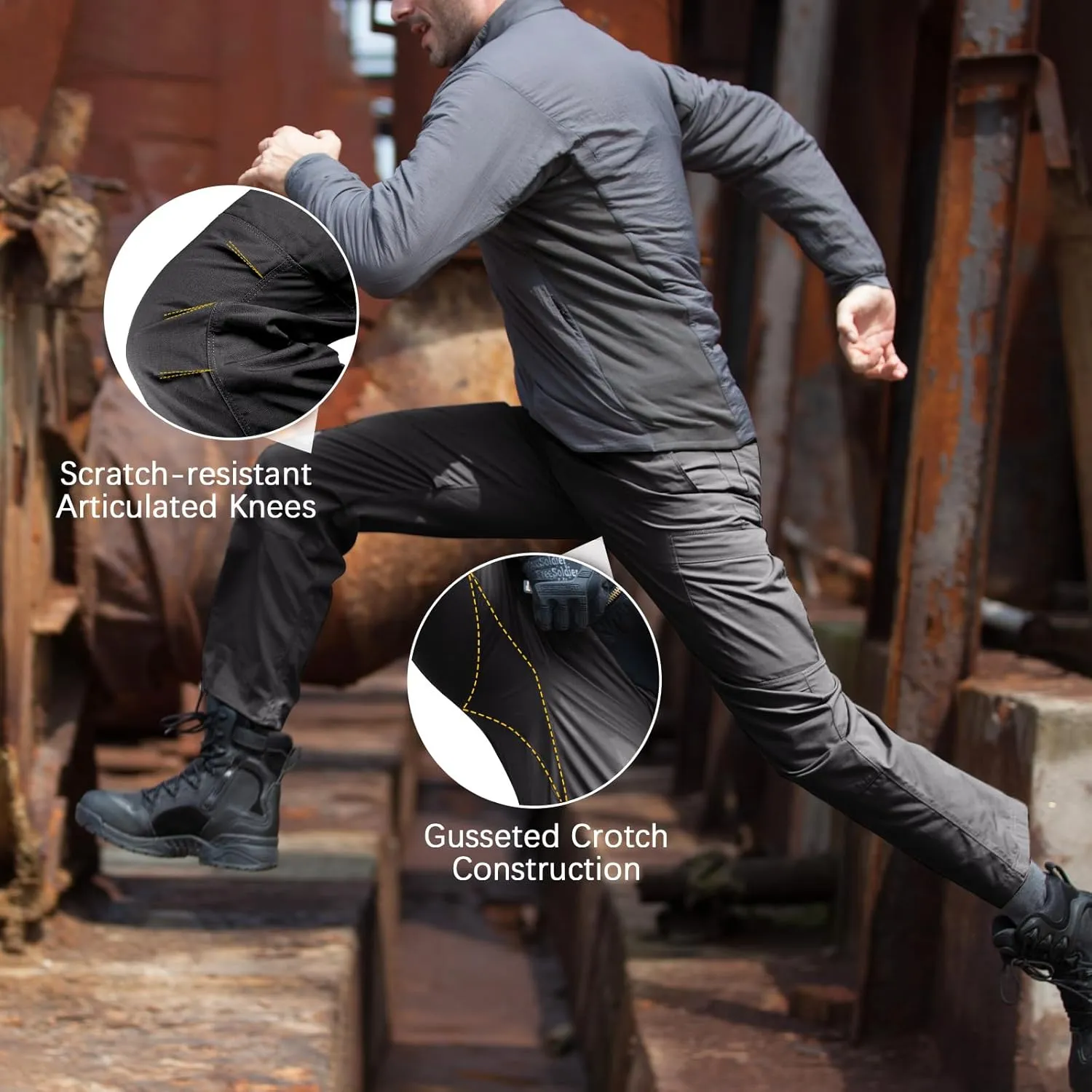 FREE SOLDIER Men's Cargo Pants Water Resistant Ripstop Tactical Pants for Men Work Pants Lightweight Outdoor Hiking Pants Men