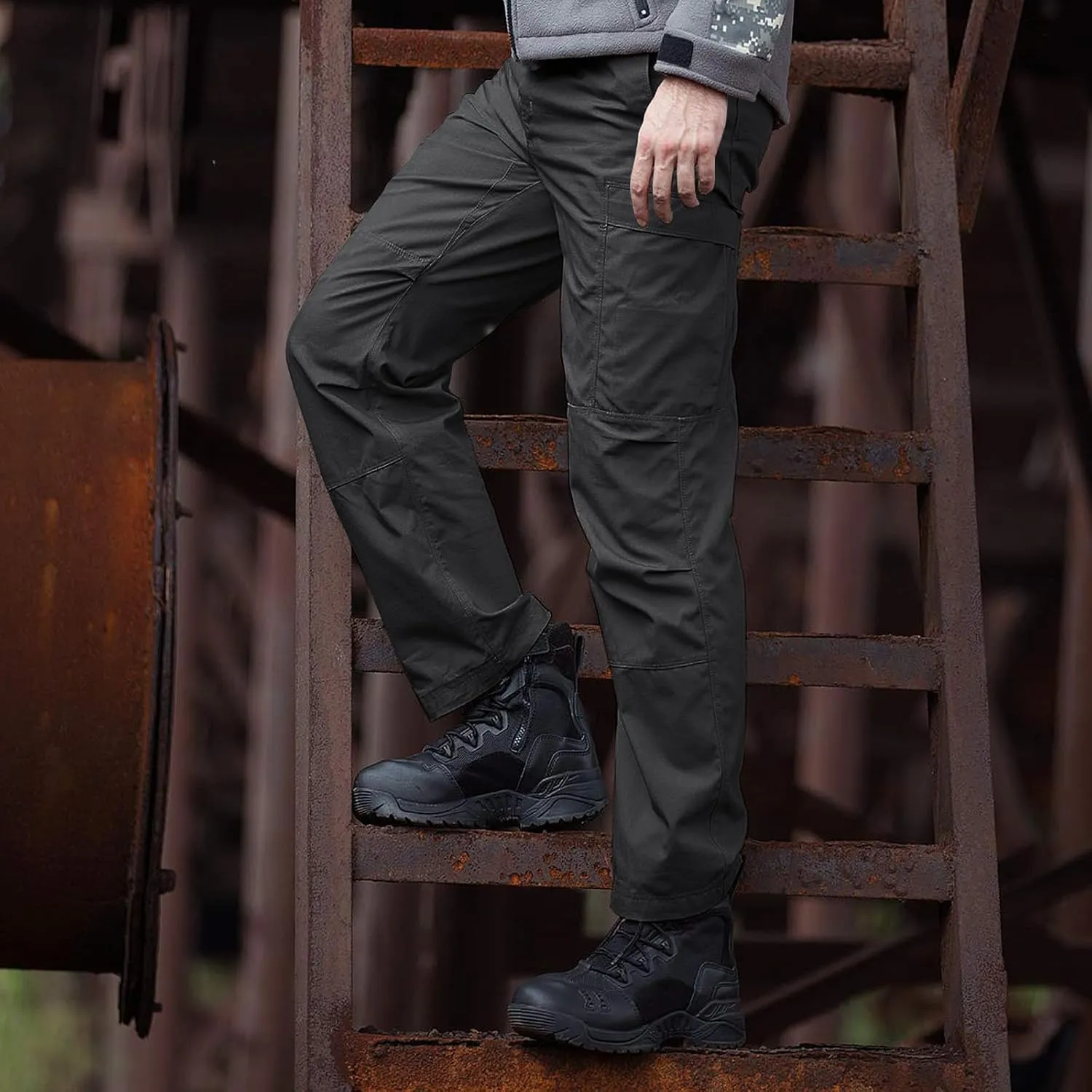 FREE SOLDIER Men's Cargo Pants Water Resistant Ripstop Tactical Pants for Men Work Pants Lightweight Outdoor Hiking Pants Men