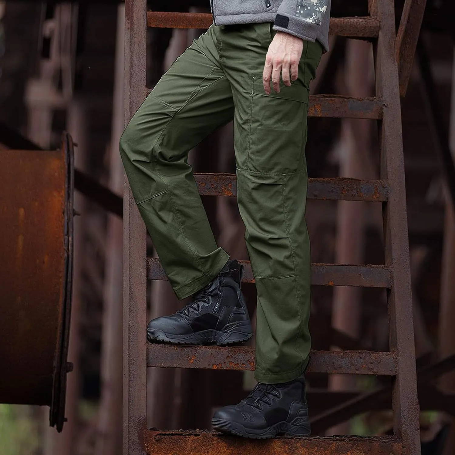 FREE SOLDIER Men's Cargo Pants Water Resistant Ripstop Tactical Pants for Men Work Pants Lightweight Outdoor Hiking Pants Men