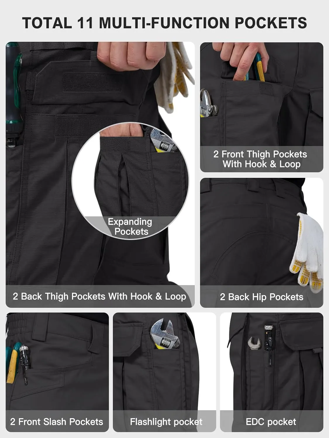FREE SOLDIER Men's Cargo Pants,Tactical Pants for Men Stretch,Durable Ripstop EDC Work Pants for Hiking
