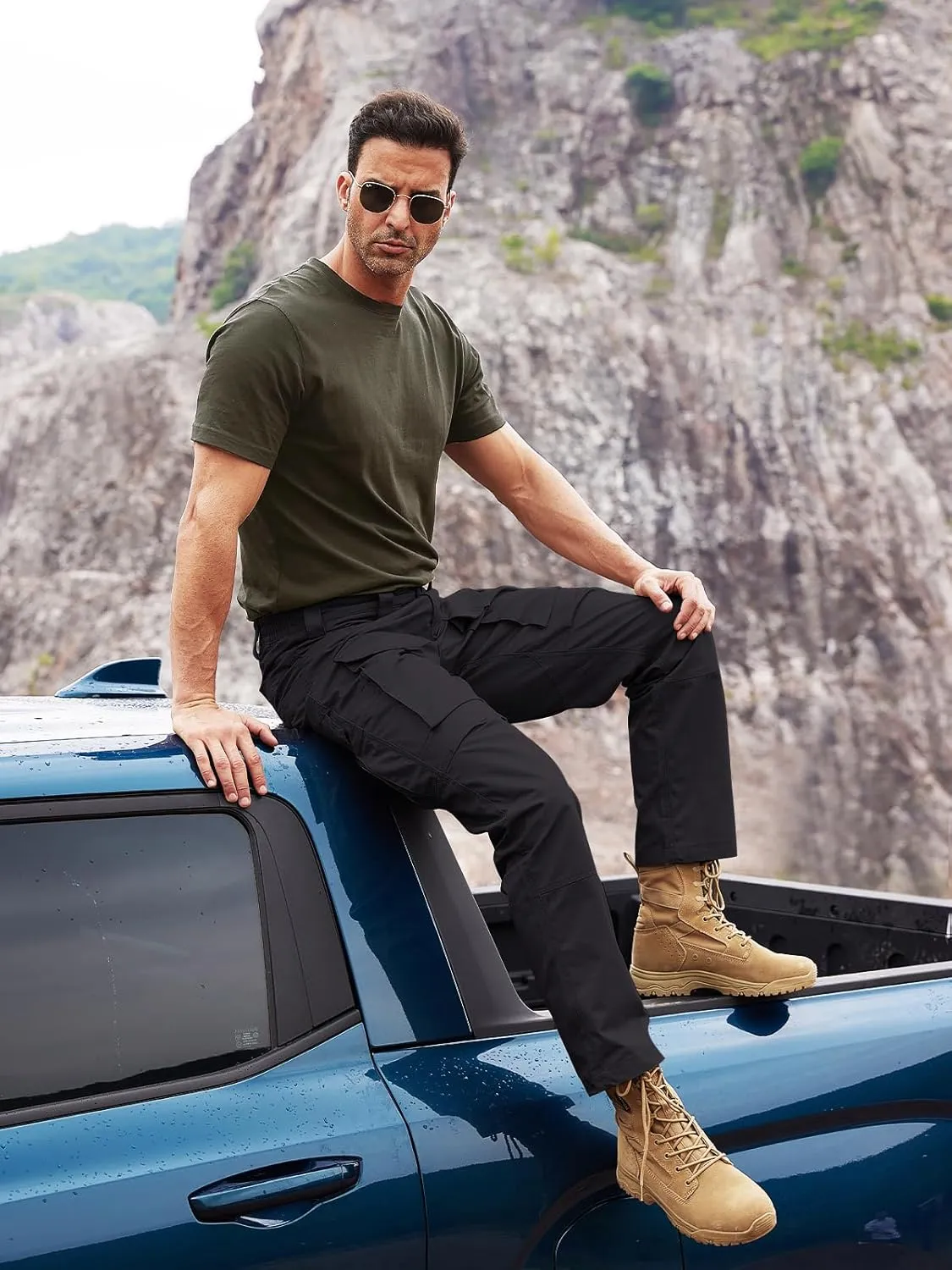 FREE SOLDIER Men's Cargo Pants,Tactical Pants for Men Stretch,Durable Ripstop EDC Work Pants for Hiking