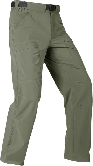 FREE SOLDIER Men's Outdoor Cargo Hiking Pants with Belt (Lightweight Waterproof Quick Dry Tactical Pants Nylon Spandex (40W/32L Sage Green)