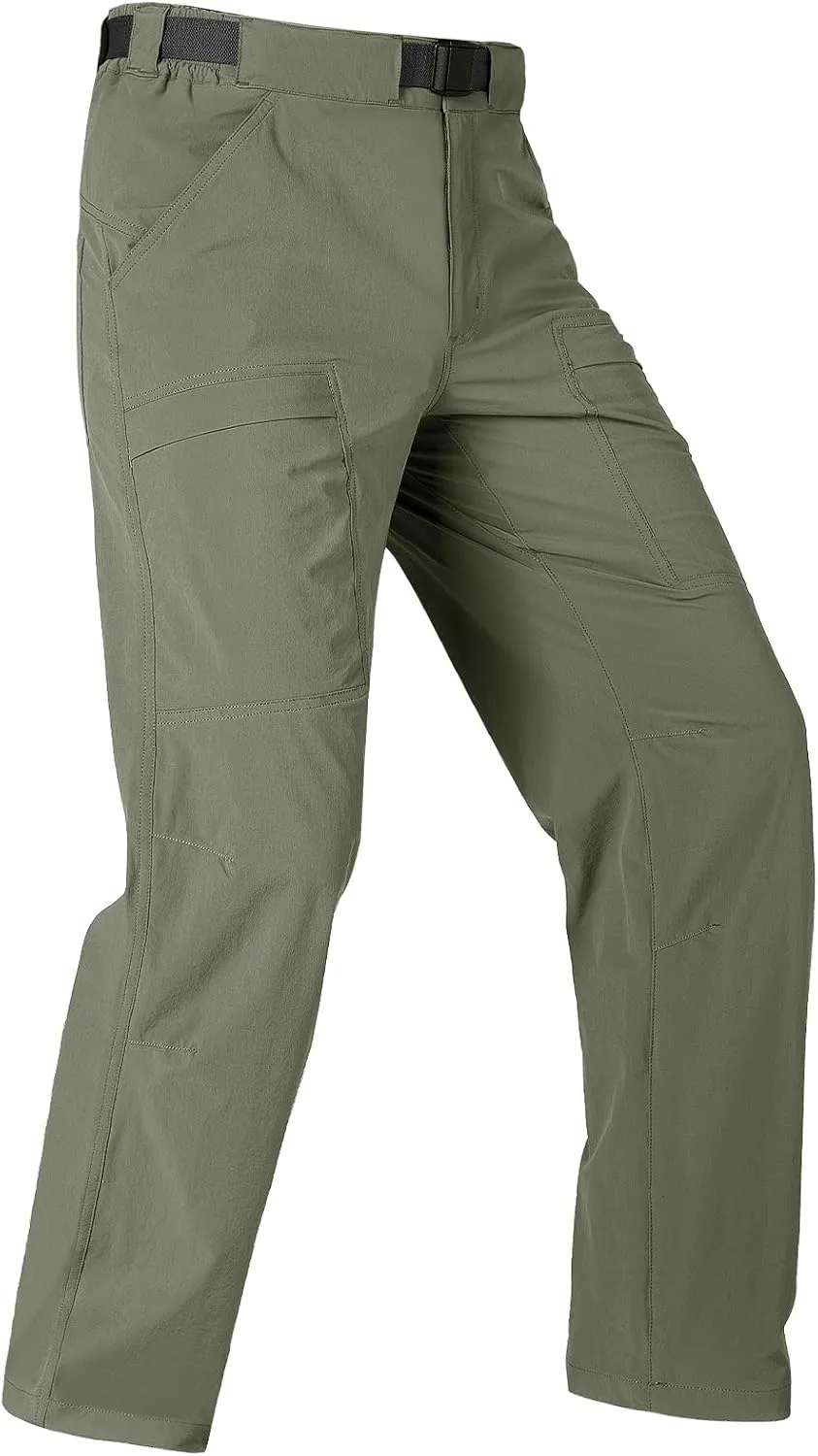 FREE SOLDIER Men's Outdoor Cargo Hiking Pants with Belt (Lightweight Waterproof Quick Dry Tactical Pants Nylon Spandex (40W/32L Sage Green)