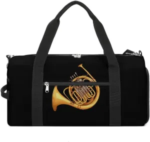French Horn Duffle Bag Waterproof Gym Tote Bags Travel Overnight Bags with Shoes Compartment