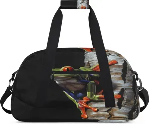 Frog Gym Bag for Women Men, Sports Travel Duffel Bag Lightweight Workout Bag Carry On Overnight Weekender Bag