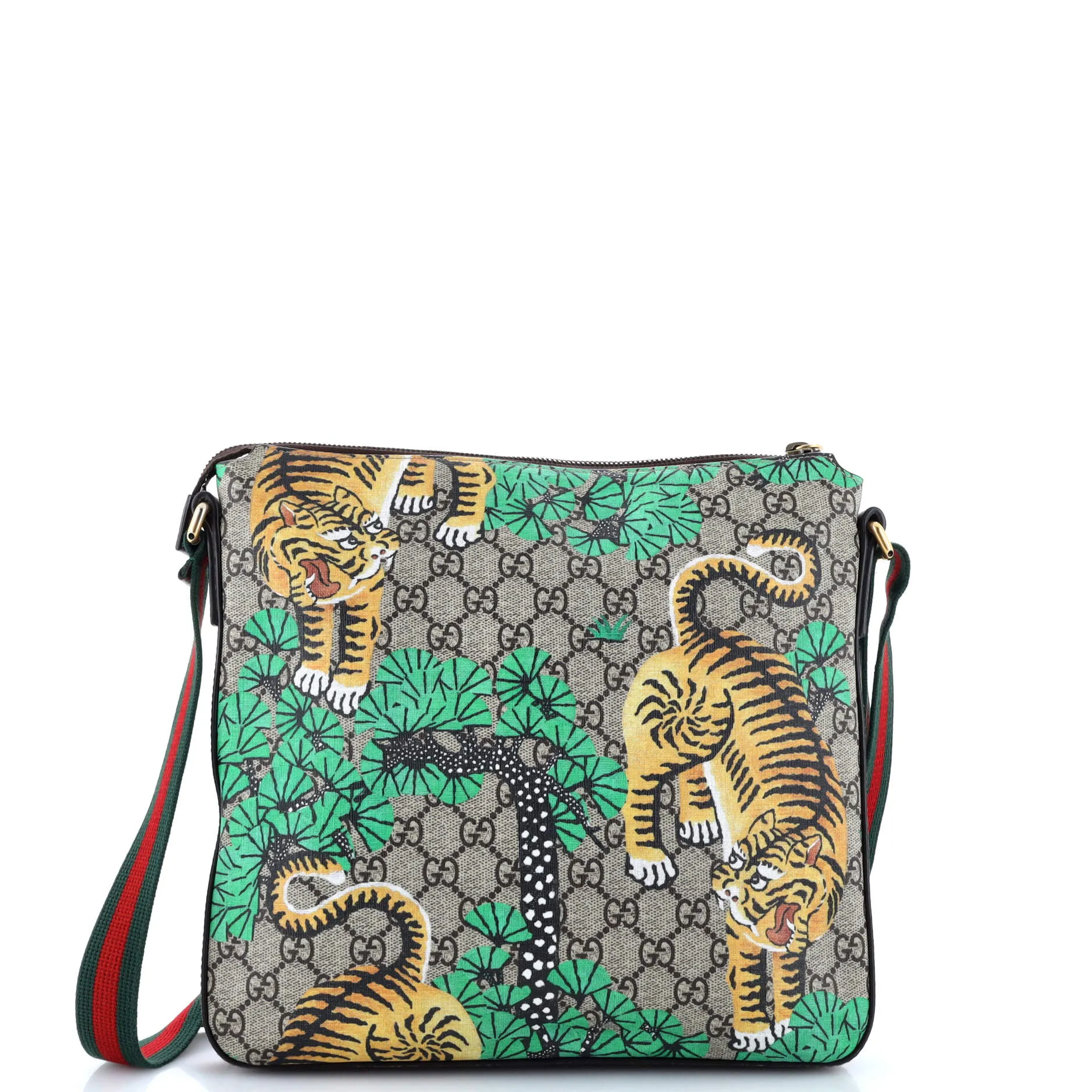 Front Zip Messenger Bengal Print GG Coated Canvas Medium