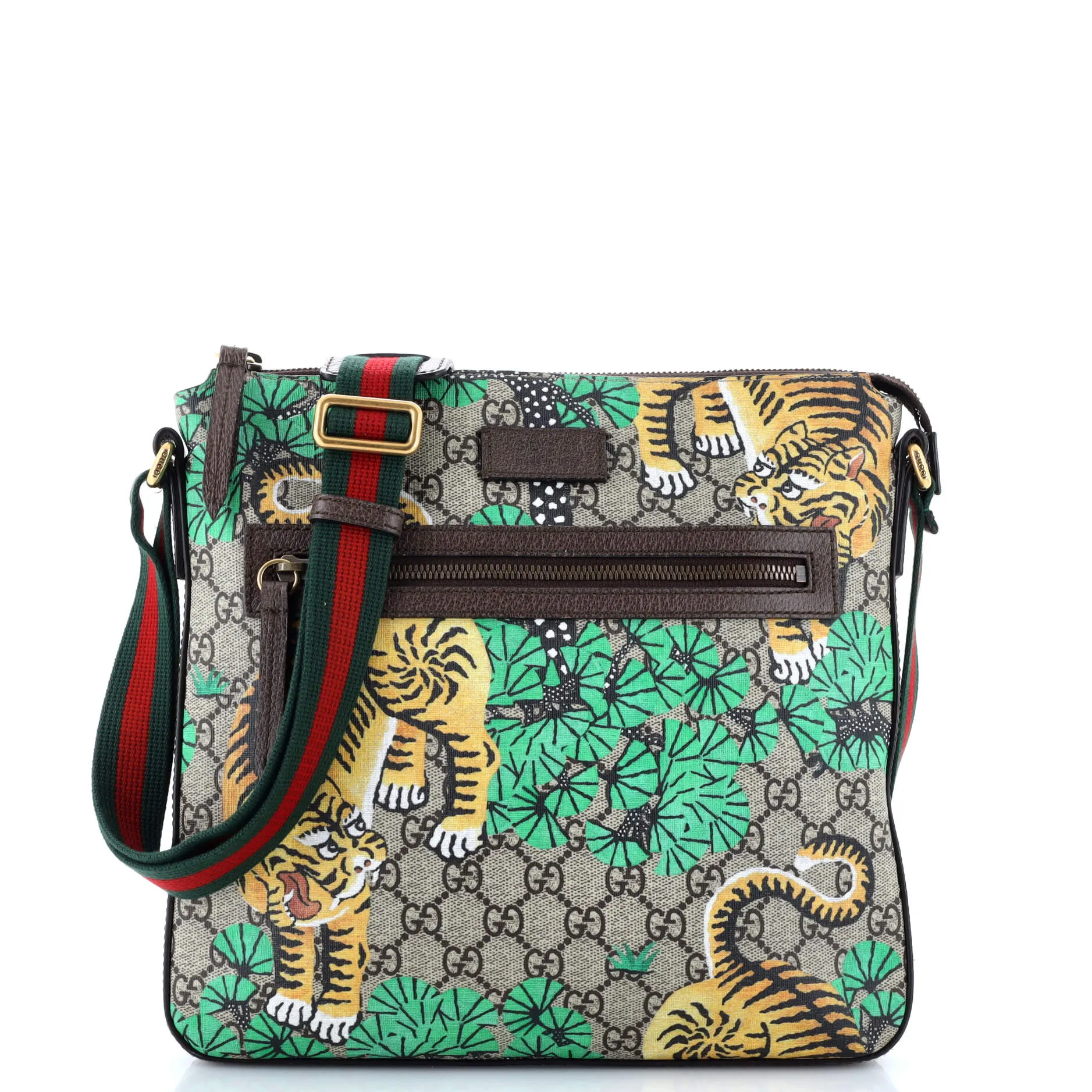 Front Zip Messenger Bengal Print GG Coated Canvas Medium