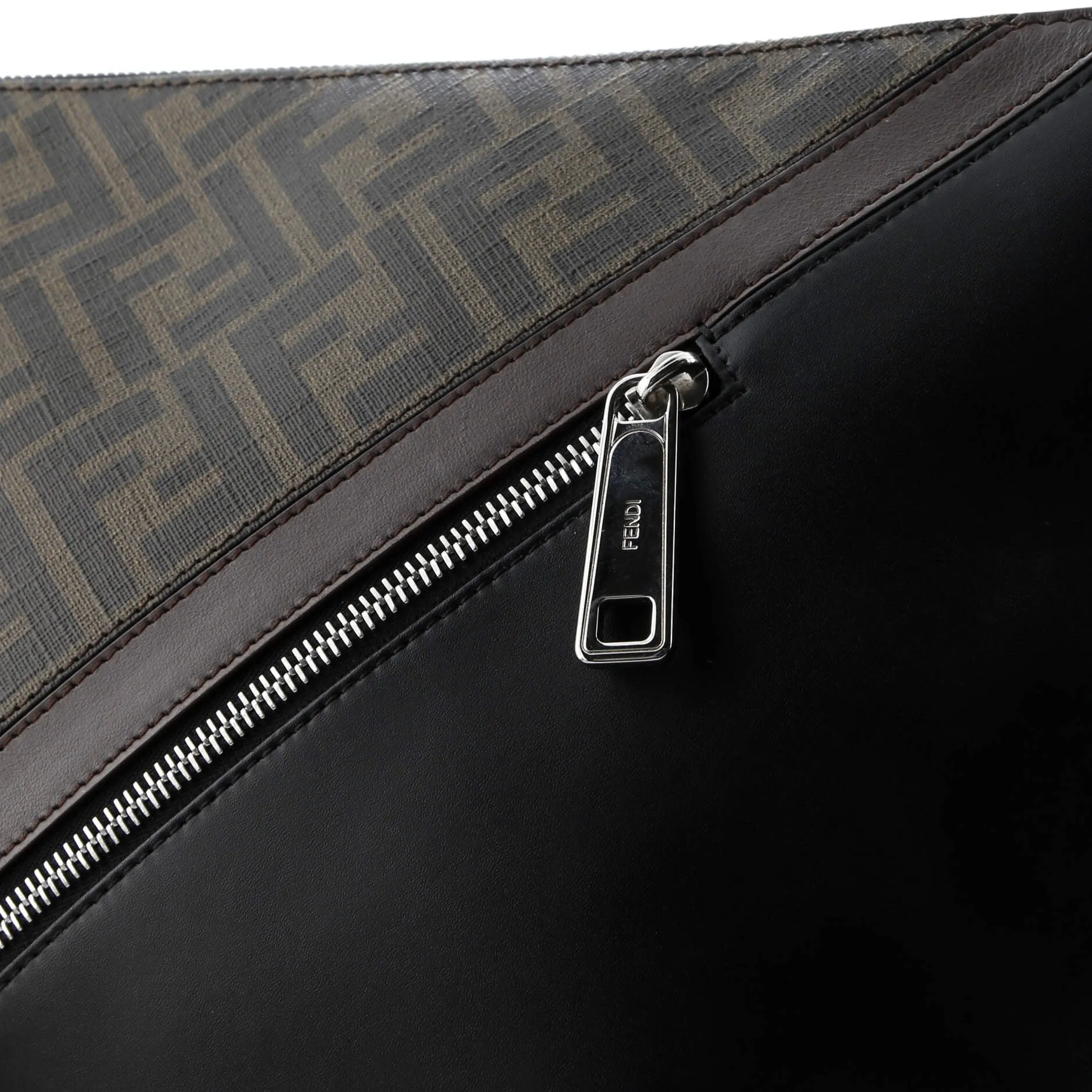 Front Zip Messenger Zucca Coated Canvas and Leather Large