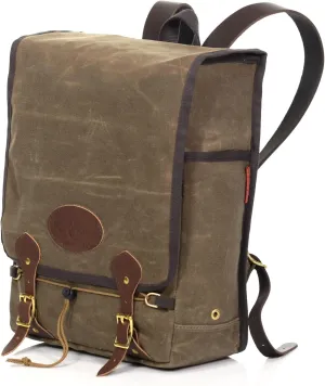 Frost River Mesabi Range Daypack - Waxed Canvas and Leather Laptop Bag with Padded Sleeve, Durable Day Hiking Backpack, 16.7 Liter, Premium, Field Tan