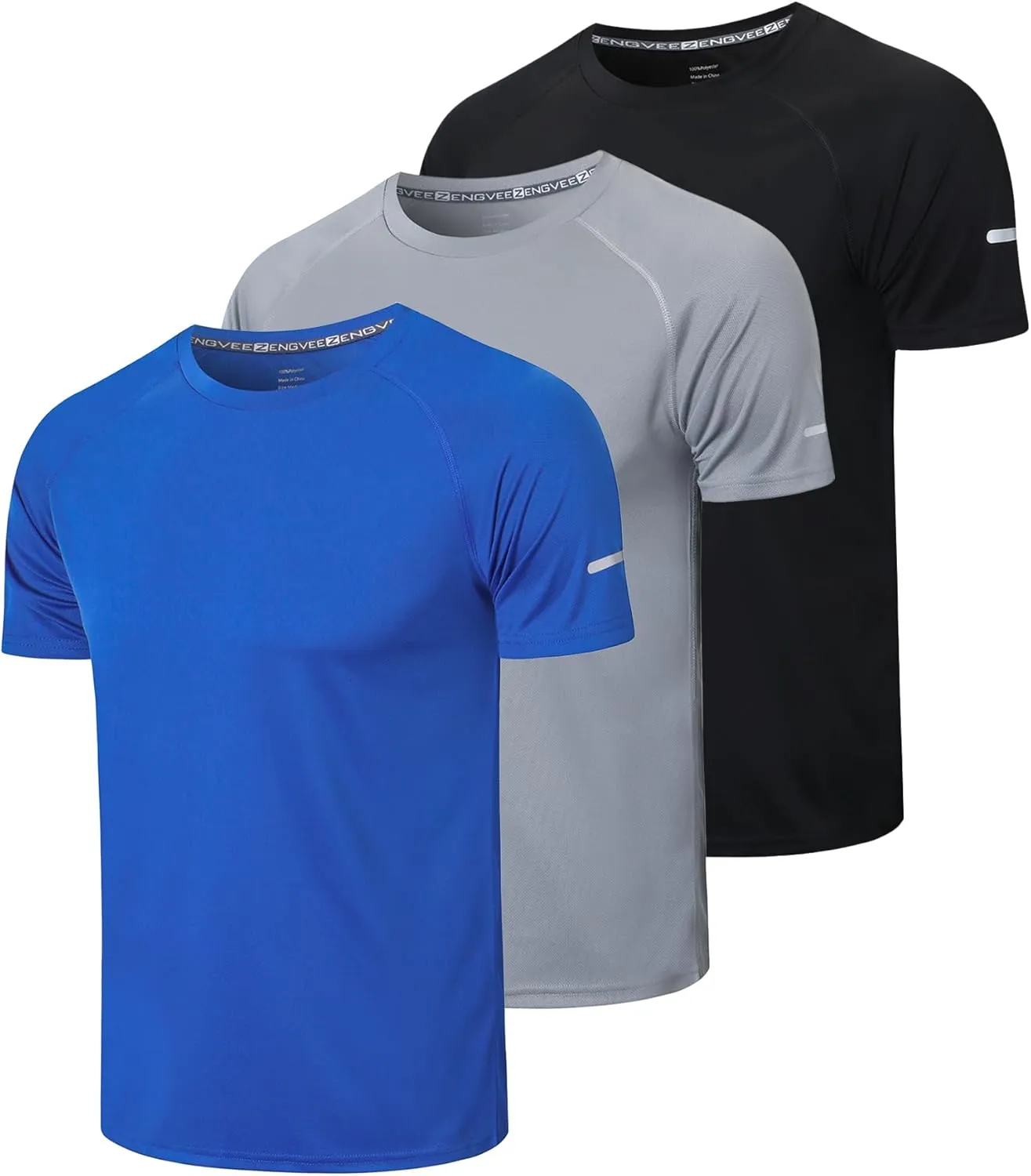 frueo Men's 3 Pack Workout Shirts Quick Dry Moisture Wicking Short Sleeve Mesh Athletic T-Shirts