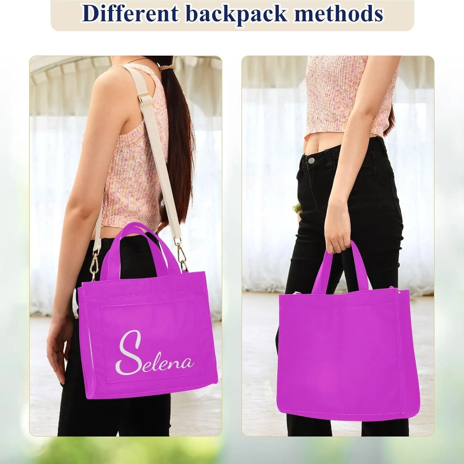 Fuchsia Customized Tote Bag for Women Handbag Nurse Bags Corduroy Crossbody Purse Shoulder Bag for Girls Gym