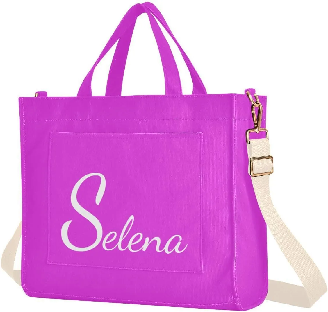 Fuchsia Customized Tote Bag for Women Handbag Nurse Bags Corduroy Crossbody Purse Shoulder Bag for Girls Gym