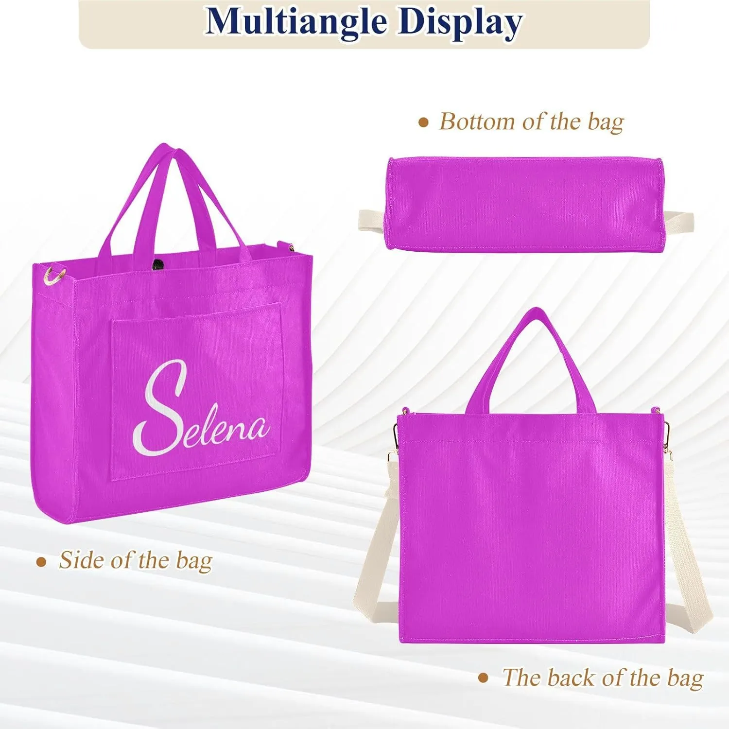 Fuchsia Customized Tote Bag for Women Handbag Nurse Bags Corduroy Crossbody Purse Shoulder Bag for Girls Gym