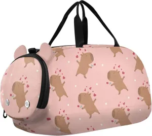 Funny Lovely Capybara Hearts Duffel Bags for Boys Small Gym Bags for Teens Dance Bag for Girls