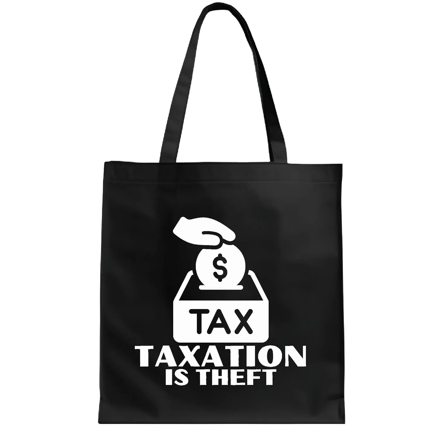 Funny Tax Day Gift Idea for Tax Collectors with Sarcastic Saying and Humor Navy Black Multicolor Canvas Tote Bag
