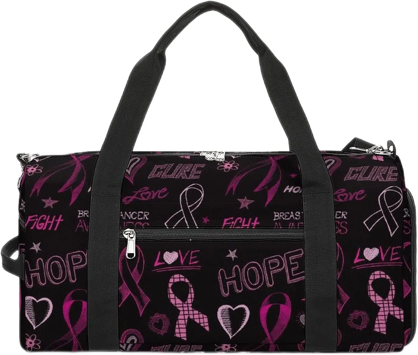FunnyStar Breast Cancer Awareness Sketch Printed Gym Bag Sports Travel Duffel Bag Funny Gymbag with Shoe Compartments White-style One Size