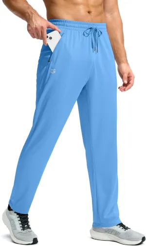 G Gradual Men's Sweatpants with Zipper Pockets Lightweight Mesh Athletic Pants for Men Open Bottom Workout Gym Running
