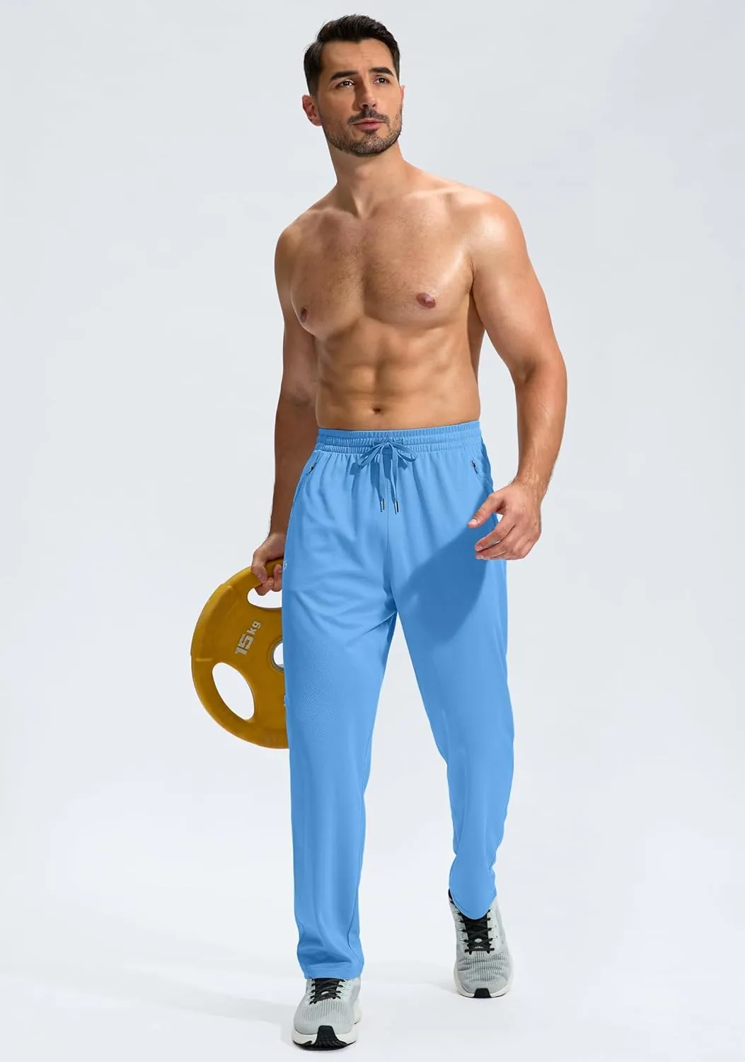 G Gradual Men's Sweatpants with Zipper Pockets Lightweight Mesh Athletic Pants for Men Open Bottom Workout Gym Running