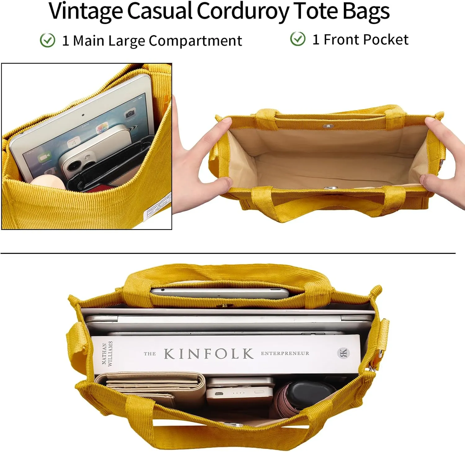 GAEKEAO Corduroy Tote Bag for Women Hobo Crossbody Bag Purse Shoulder Handbags Satchel Bag
