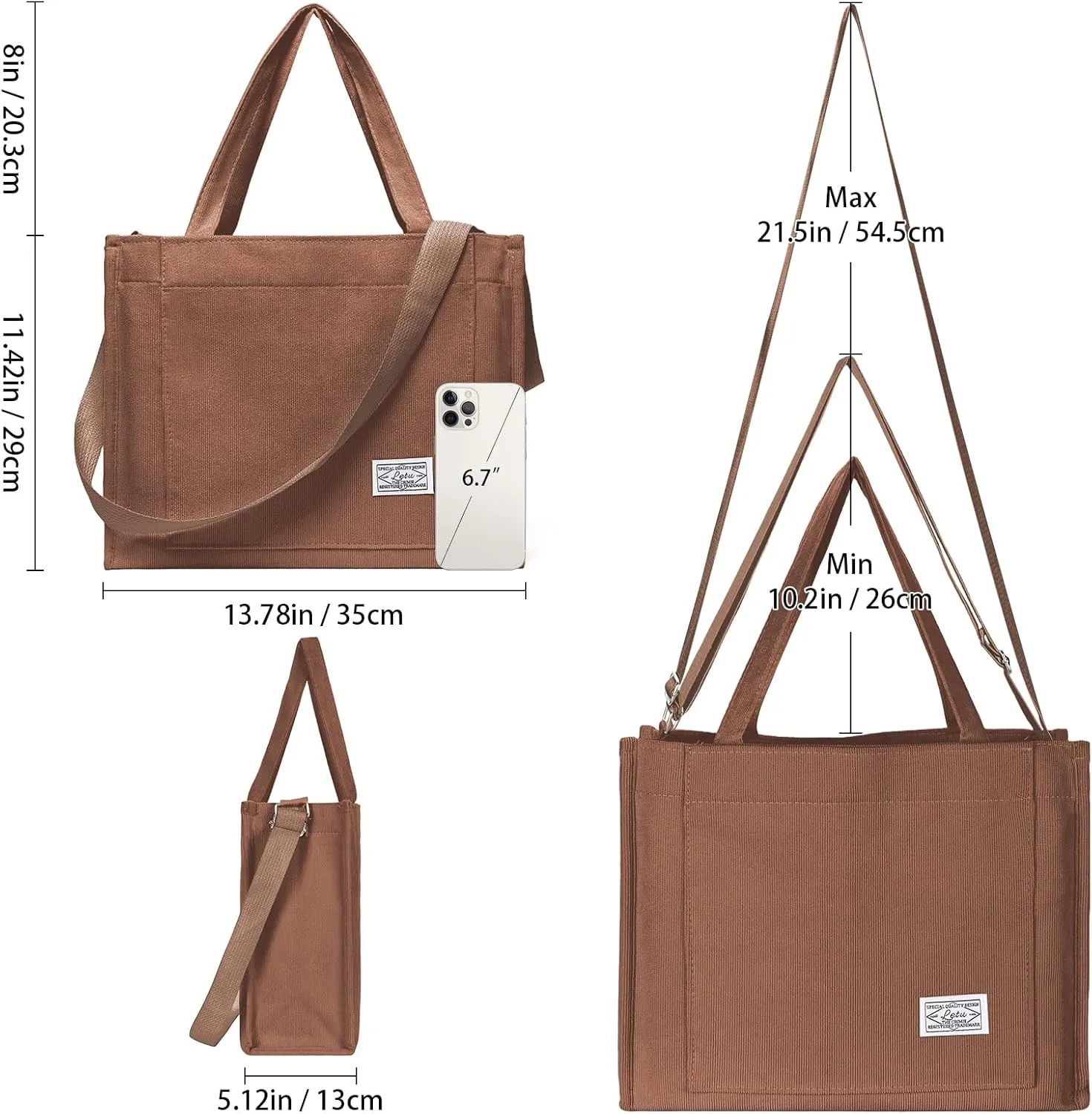 GAEKEAO Corduroy Tote Bag for Women Hobo Crossbody Bag Purse Shoulder Handbags Satchel Bag