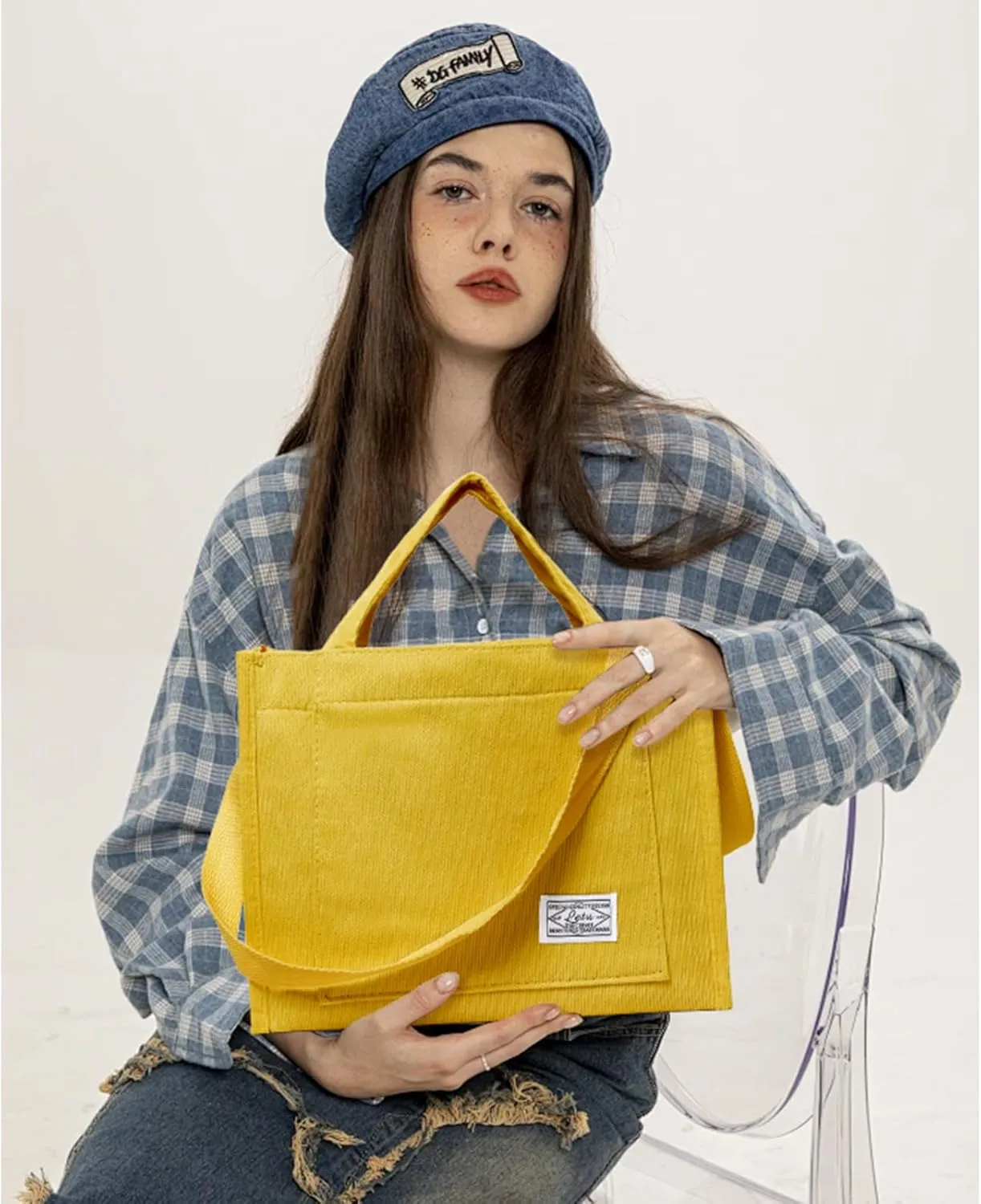 GAEKEAO Corduroy Tote Bag for Women Hobo Crossbody Bag Purse Shoulder Handbags Satchel Bag