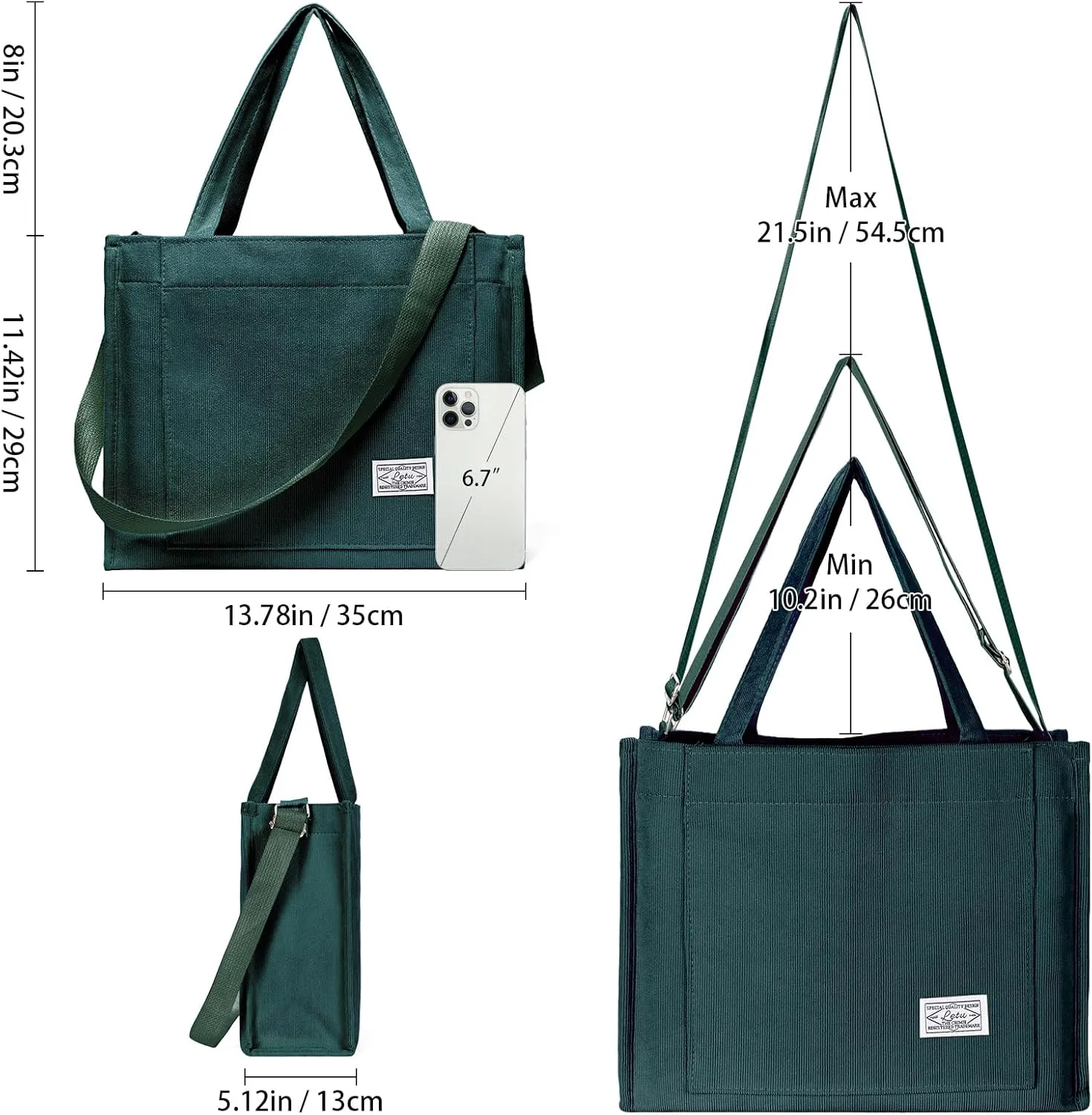 GAEKEAO Corduroy Tote Bag for Women Hobo Crossbody Bag Purse Shoulder Handbags Satchel Bag