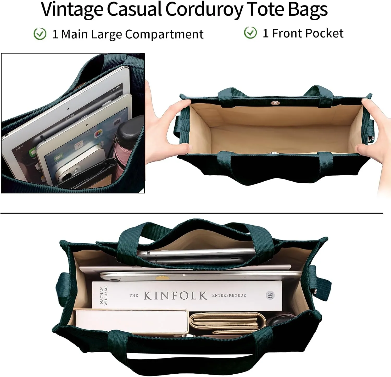 GAEKEAO Corduroy Tote Bag for Women Hobo Crossbody Bag Purse Shoulder Handbags Satchel Bag