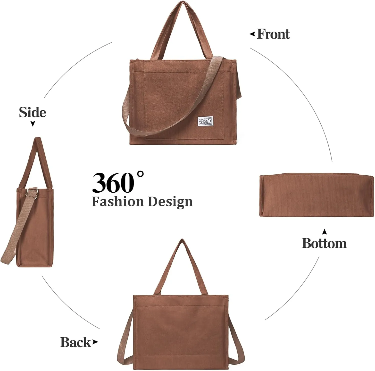GAEKEAO Corduroy Tote Bag for Women Hobo Crossbody Bag Purse Shoulder Handbags Satchel Bag
