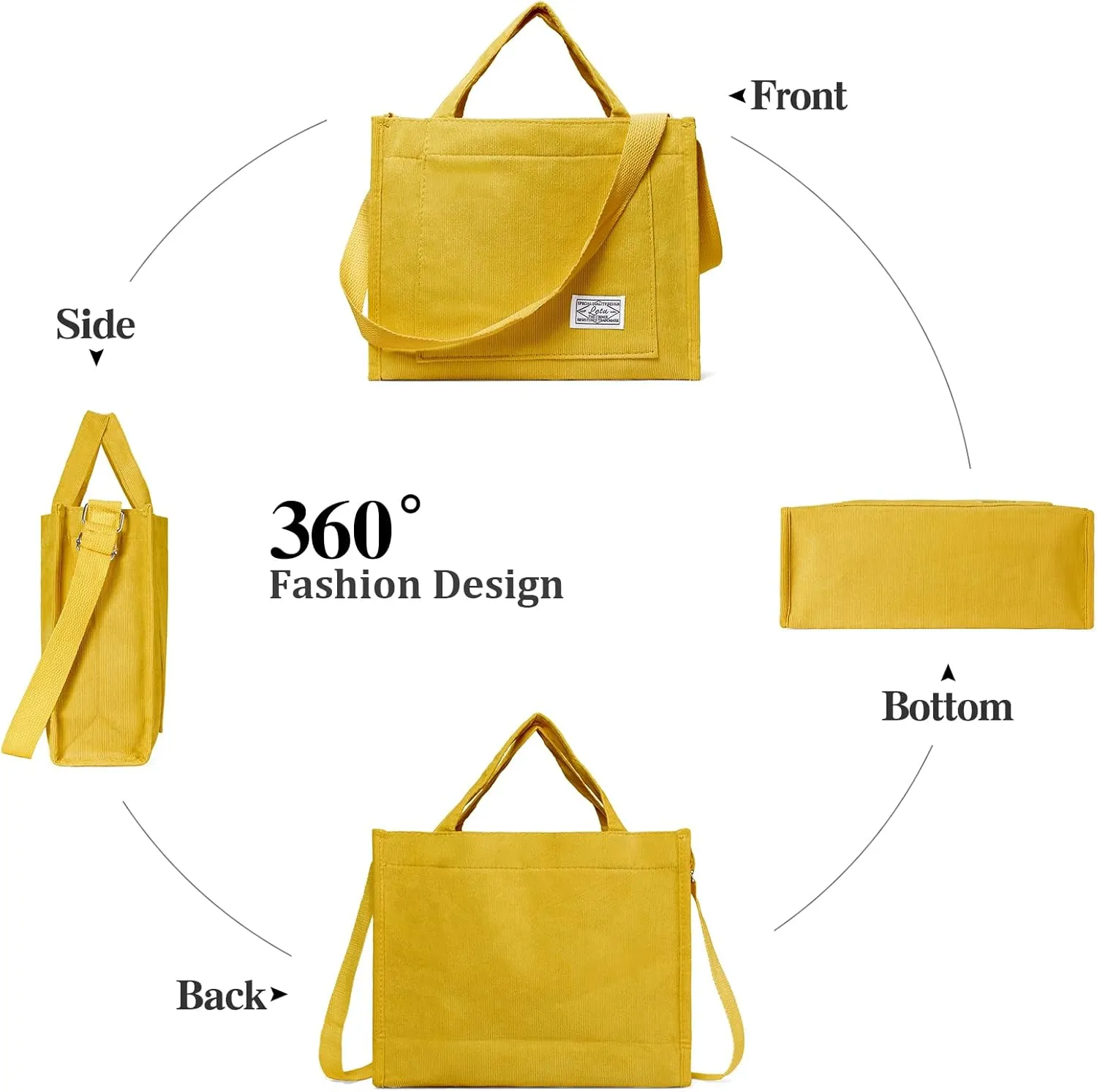 GAEKEAO Corduroy Tote Bag for Women Hobo Crossbody Bag Purse Shoulder Handbags Satchel Bag