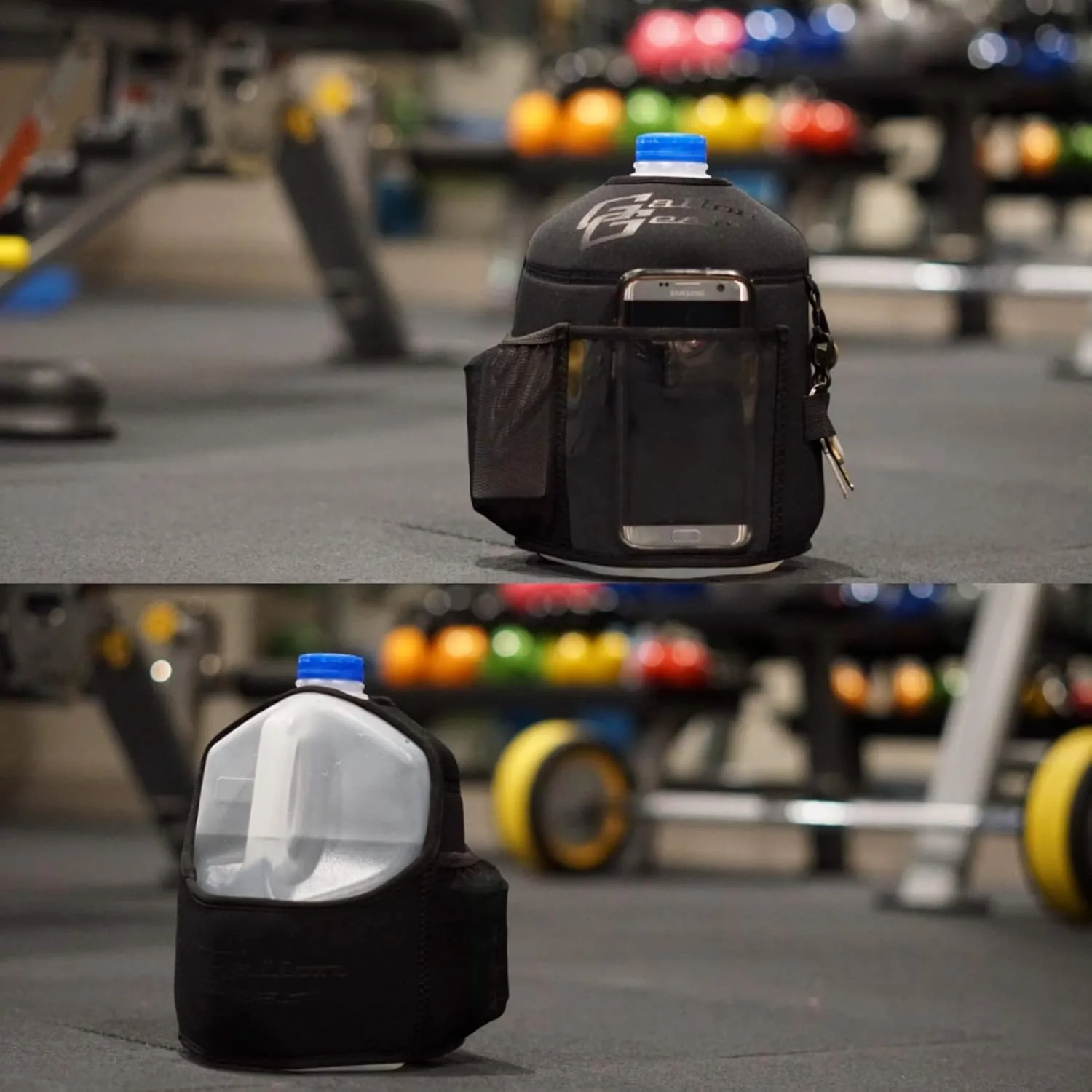 Gallon Gear 1 Gallon Fitness Hydration Cover | Neoprene Insulated Cooling & Portable Gym Water Bottle Carrier | CASE with Storage Pockets