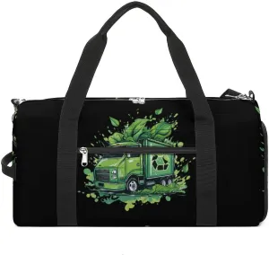 Garbage Rubbish Trash Trucks Duffle Bag Waterproof Gym Tote Bags Travel Overnight Bags with Shoes Compartment