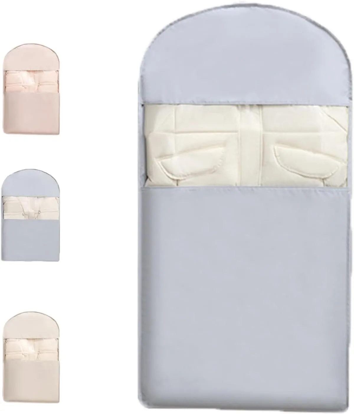 Garment Bags for Hanging Clothes, Space Saving Hanging Garment Bag with Self Compression Zipper, Hanging Clothes Storage Cover for Down Coat, Compression Dust Cover for Closet Storage (Blue, X-Large)
