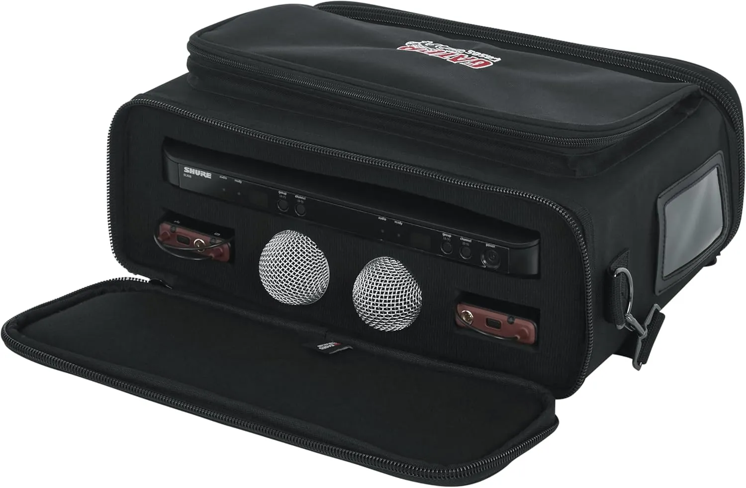 Gator Cases Padded Carry Bag to Hold Shure BLX Style Wireless System with (2) Microphones and (2) Body Packs, (GM-DUALW)