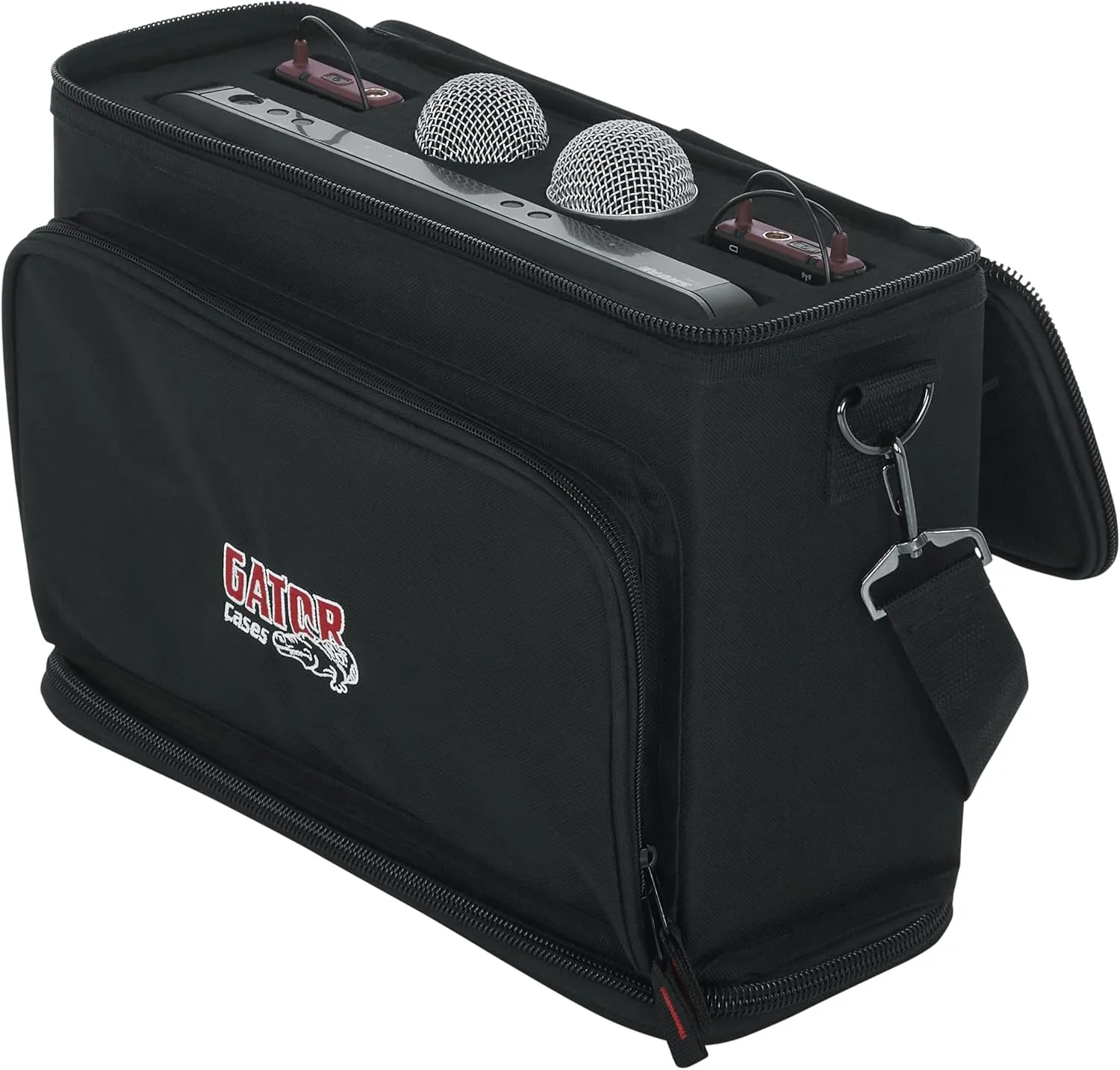 Gator Cases Padded Carry Bag to Hold Shure BLX Style Wireless System with (2) Microphones and (2) Body Packs, (GM-DUALW)