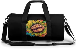 Gay LGBT Rainbow Fist Sunflower Gym Bag Travel Waterproof Duffel Bag Carryon Overnight Bags Tote Bags for Sports