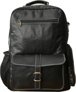 Genuine Leather 15.6" Laptop Bag Backpack Rucksack Shoulder Travel Daypack (Black)
