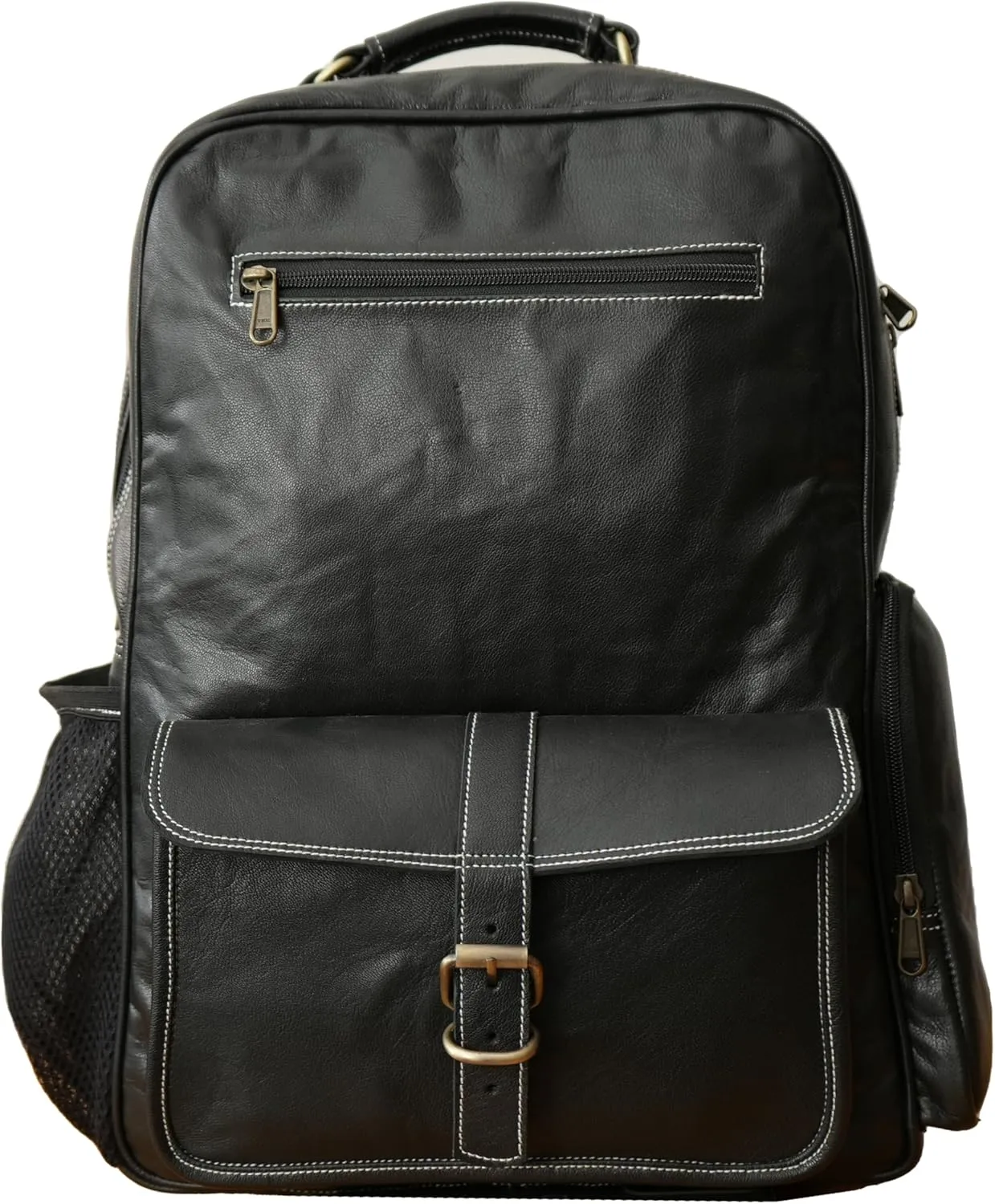 Genuine Leather 15.6" Laptop Bag Backpack Rucksack Shoulder Travel Daypack (Black)
