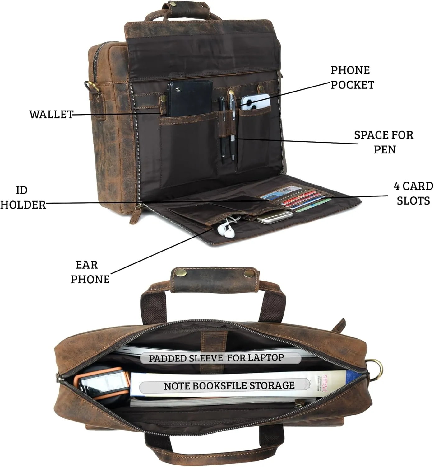 Genuine Leather briefcases for men 17 inches computer bag for mens | Laptop bag, Work bag