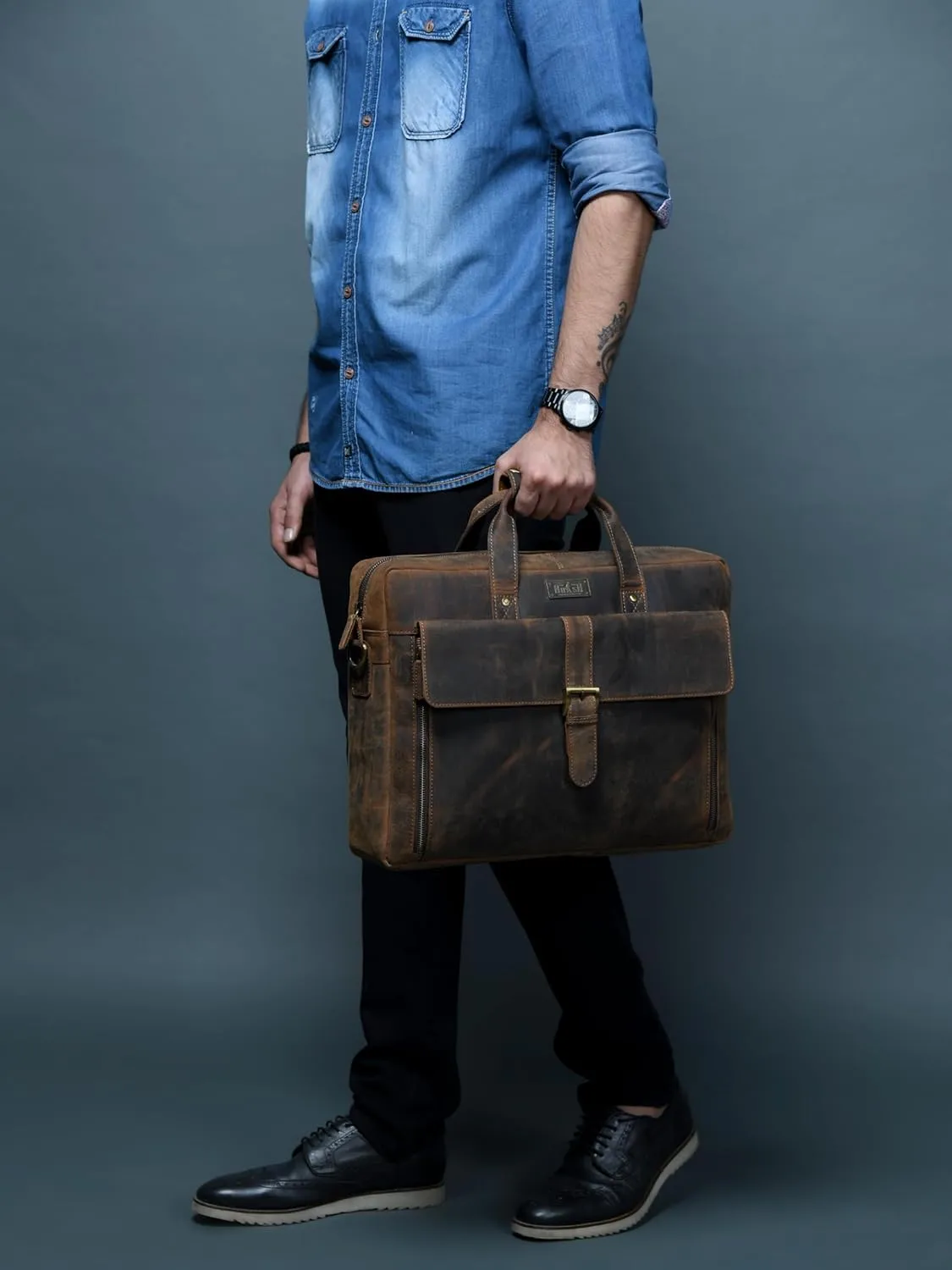 Genuine Leather briefcases for men 17 inches computer bag for mens | Laptop bag, Work bag