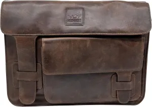 Genuine Leather Laptop Bag for Men and Women - Professional & Durable 15 x 14 x 5 Briefcase with Multiple Compartments & Pockets, Ideal for Work & Travel - Black