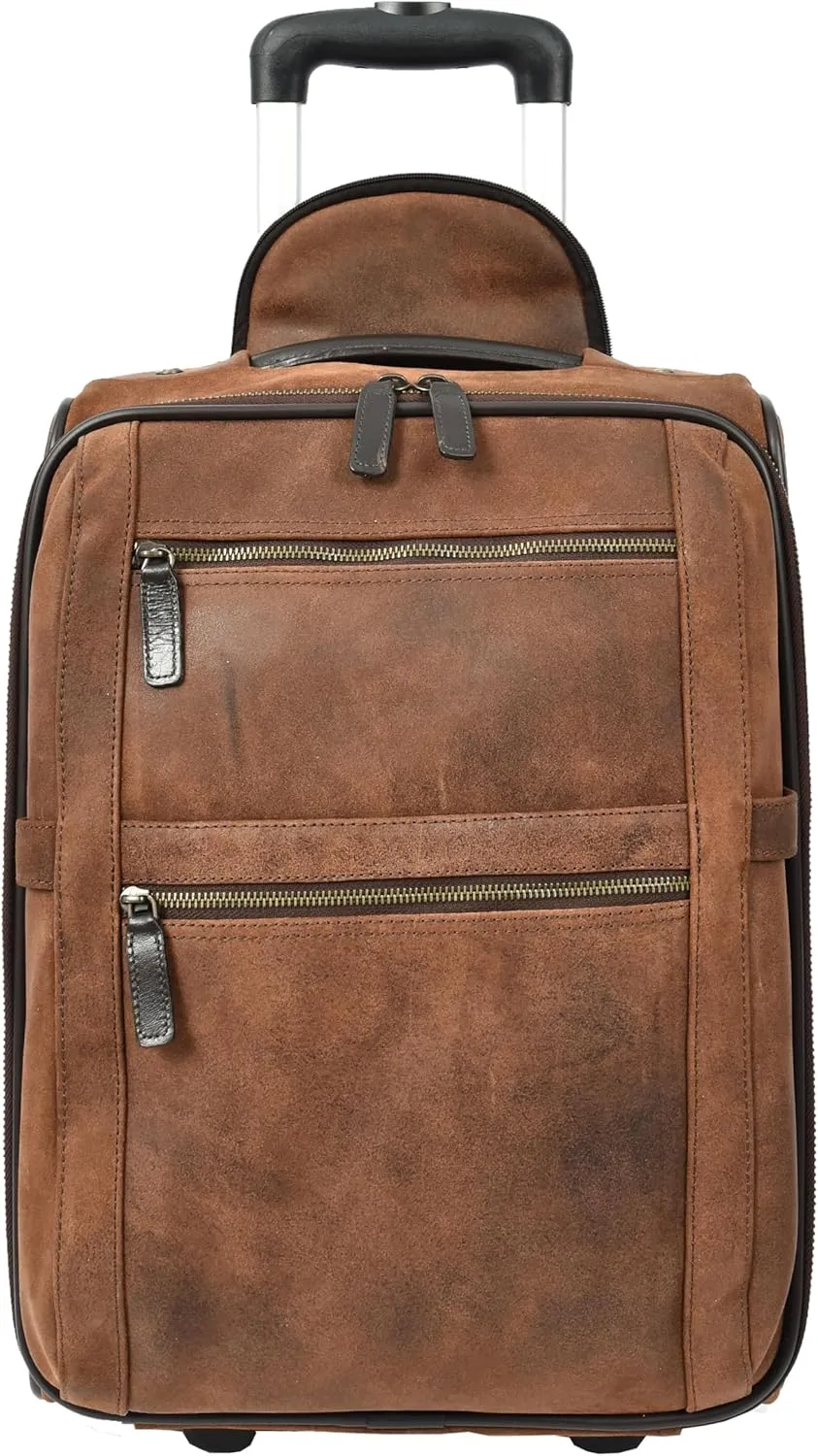 Genuine Leather Suitcase On Wheels Cabin Size Trolley Travel Bags Bourse, Vintage Brown, Cabin, Suitcase