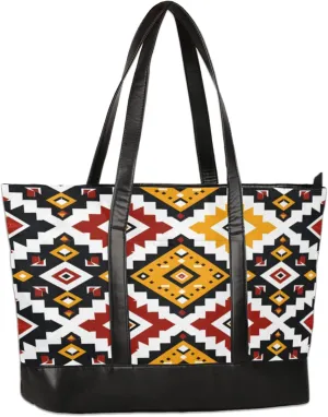Geometric Flower Graphics Laptop Tote Bag for Women Lightweight Work Purse with Multiple Compartments Fits 13-15.6 Inch Laptop Tablet Shoulder Bag for Office Travel Daily Use