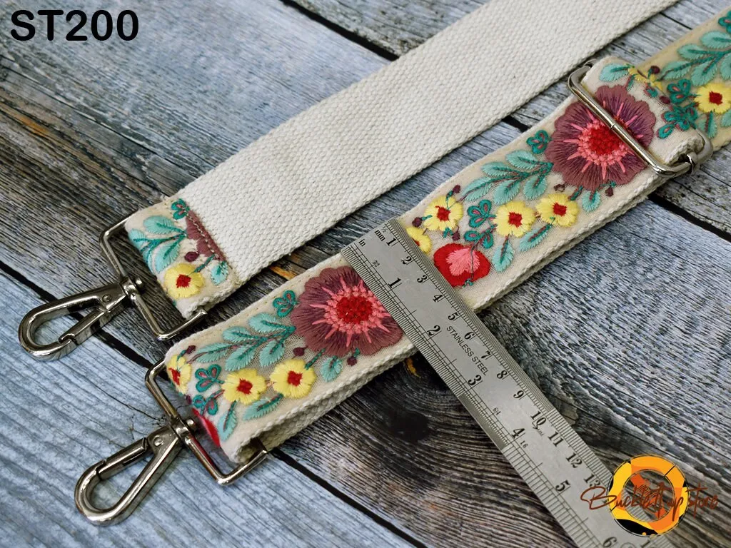 Gift for Friend Replacement Handbag Boho Bag Strap Embroidered Camera Strap Crossbody Strap for Purses Embroidery Adjustable Guitar Strap