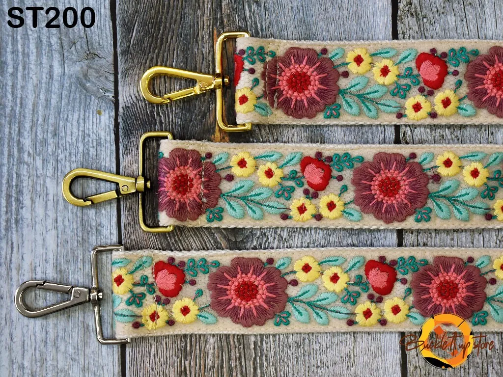 Gift for Friend Replacement Handbag Boho Bag Strap Embroidered Camera Strap Crossbody Strap for Purses Embroidery Adjustable Guitar Strap