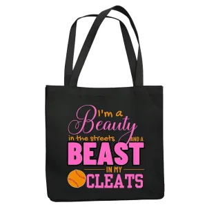 Girls Softball Gift Idea Beauty Street Beast Cleats Black Multicolor Canvas Tote Bag