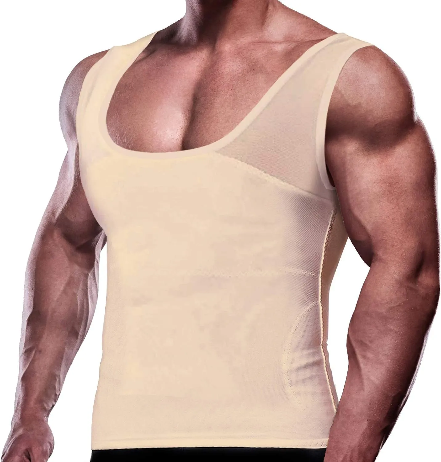 GKVK Mens Slimming Body Shaper Vest Chest Compression Shirt Abs Abdomen Slim Tank Top Undershirt