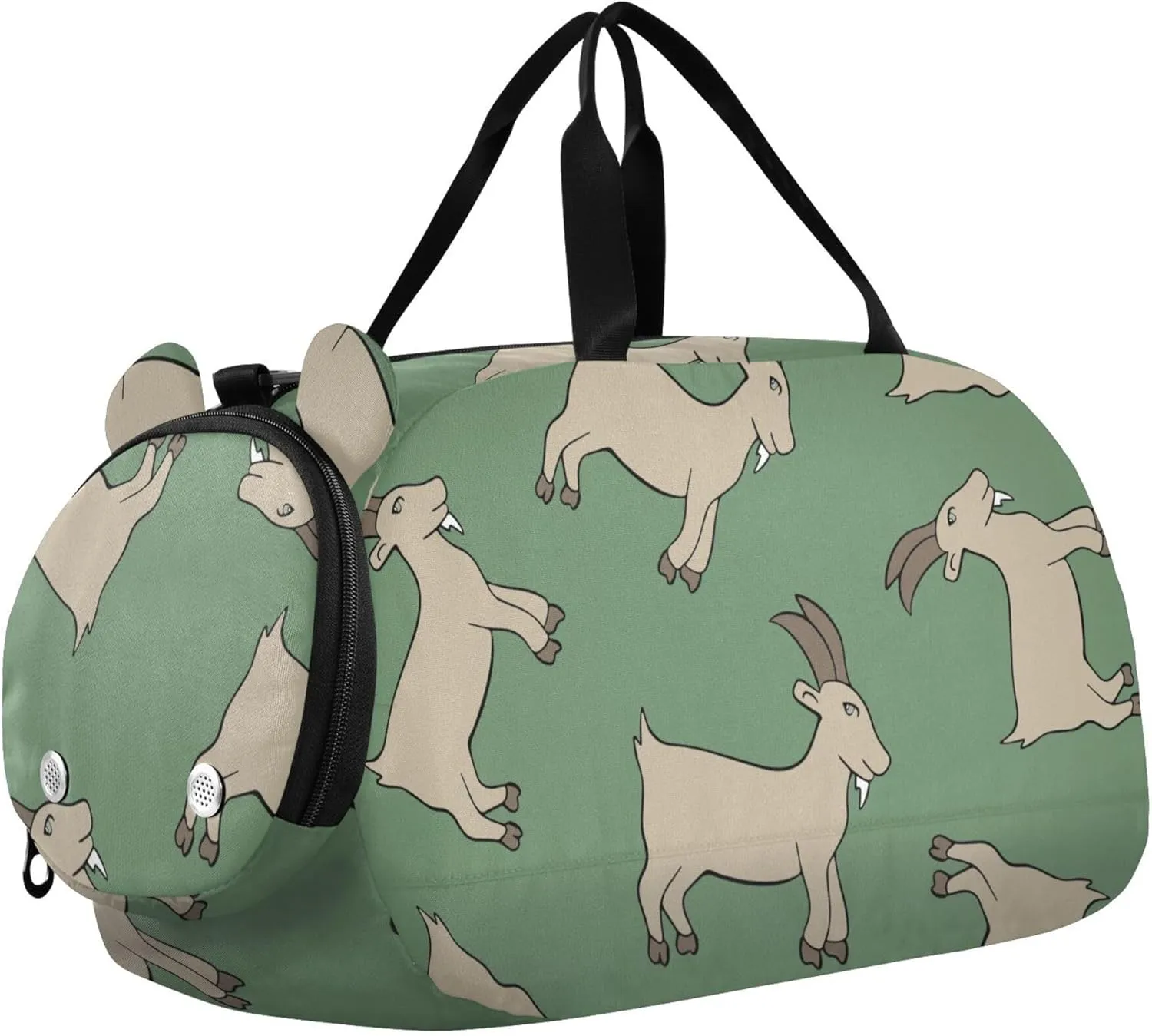 Goats Animals Sports Duffle Bag for Girls Boys, Gym Bag with Shoe Compartment, Kids Travel Overnight Weekender Shoulder Bag